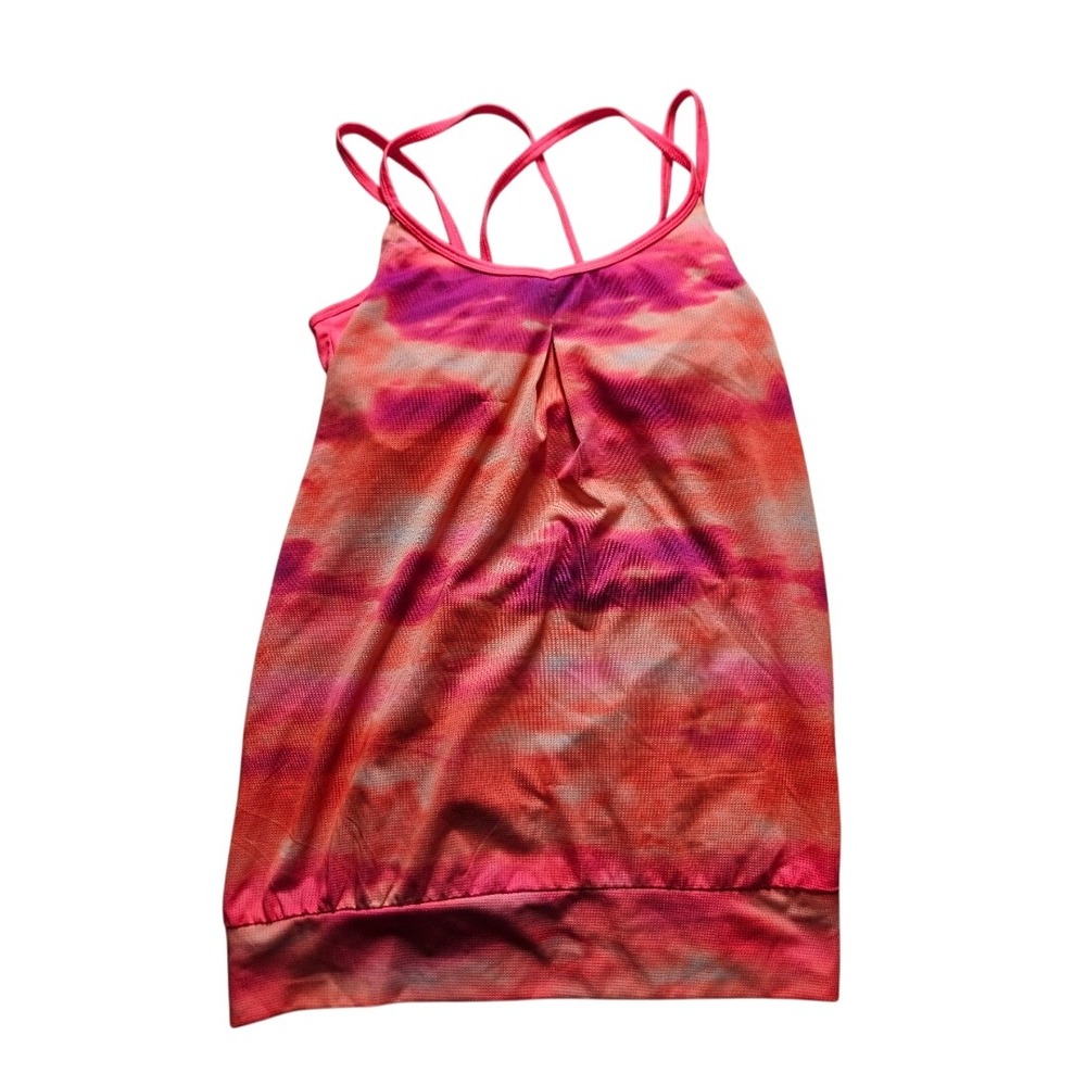 RBX Performance Womens Tie Dye Strappy Back Activewear Tank Top Built-in Bra M